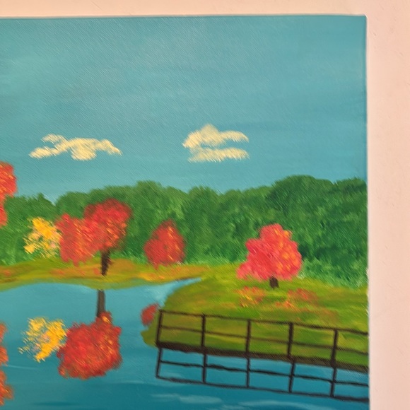 20 x 16 Fall autumn original canvas landscape colorfol painting by artist - Picture 6 of 8